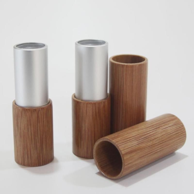 

4G 10pcs/lot Gold Silver Bamboo Lipstick Tube Top Grade Lip Sub Package DIY Empty High-end Bamboo Lipstick Container