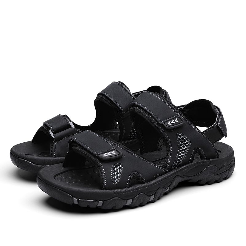 

samool summer walking praia luxury platform piel roman gladiator de slippers outdoor mens shoes mens leather rubber sandal in s, Black