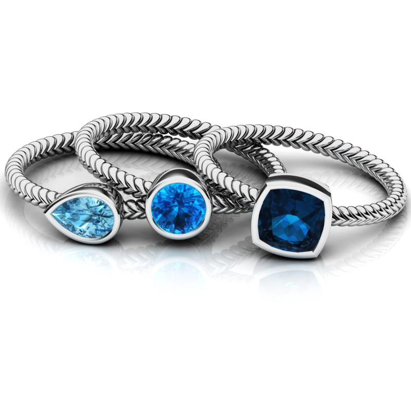 

3pcs/set High quality Blue stone Elegant Rings Set for Women Bridal Retro Wedding Band Promise Engagement Rings For Women anel