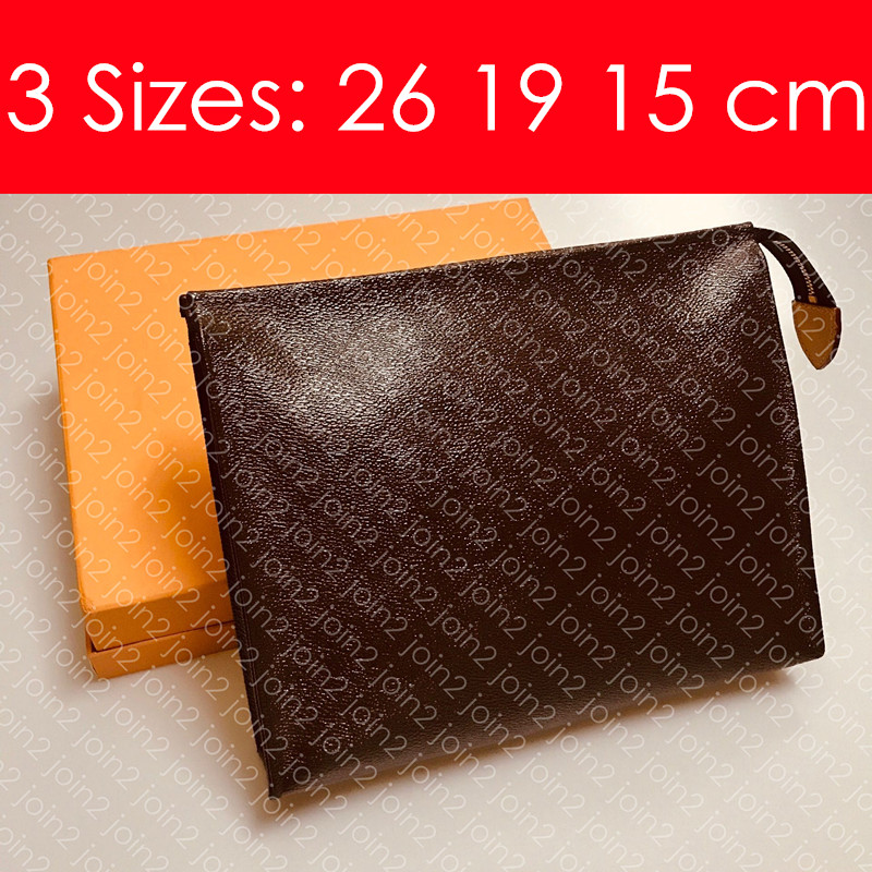 

TOILETRY POUCH 26 19 15 cm Designer Fashion Women's Clutch Bag Mini Pochette Cosme Toilet Pouch Cosmetic XL Beauty Case Accessories M47542, 26 cm brown with flowers