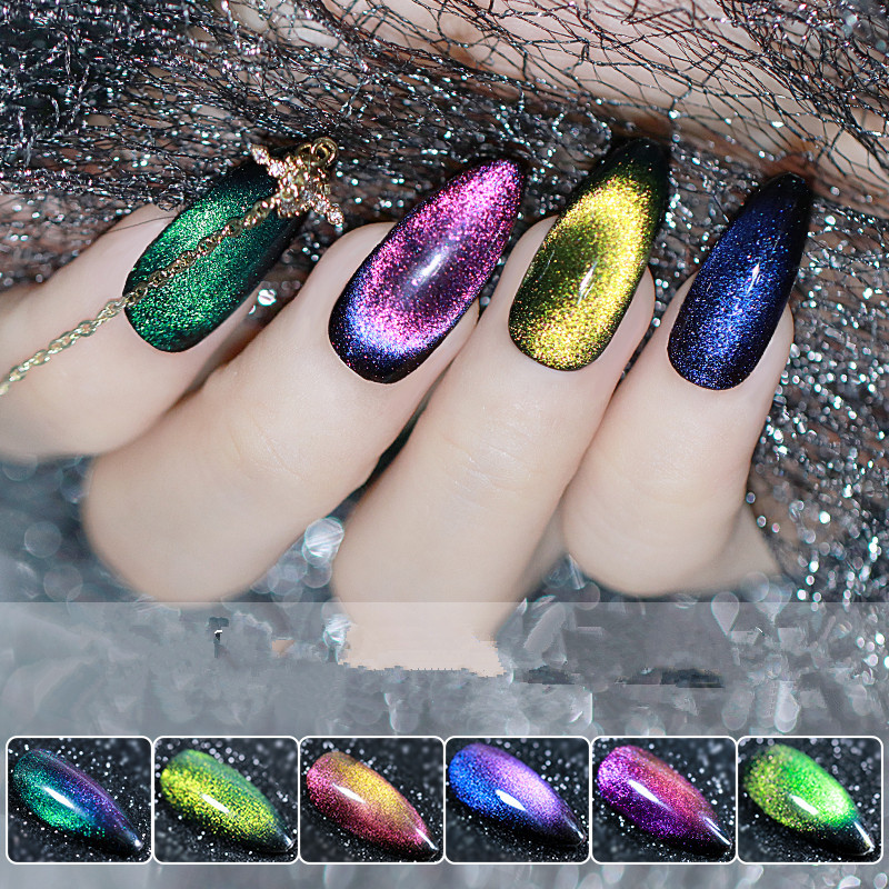 Holographic Glitter Magnetic 5D Cat Eye UV LED Gel Nail Polish Magnet Laser Nail Varnish Starry Sky Soak Off UV Nail Art G225-image-416329426