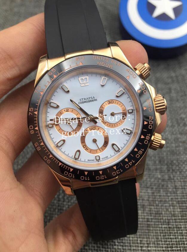 

Luxury Automatic Asia 2813 Mechanical Watch Mens Rose Gold Watches Men Crystal Oysterflex Rubber Strap Wristwatches, Style 1