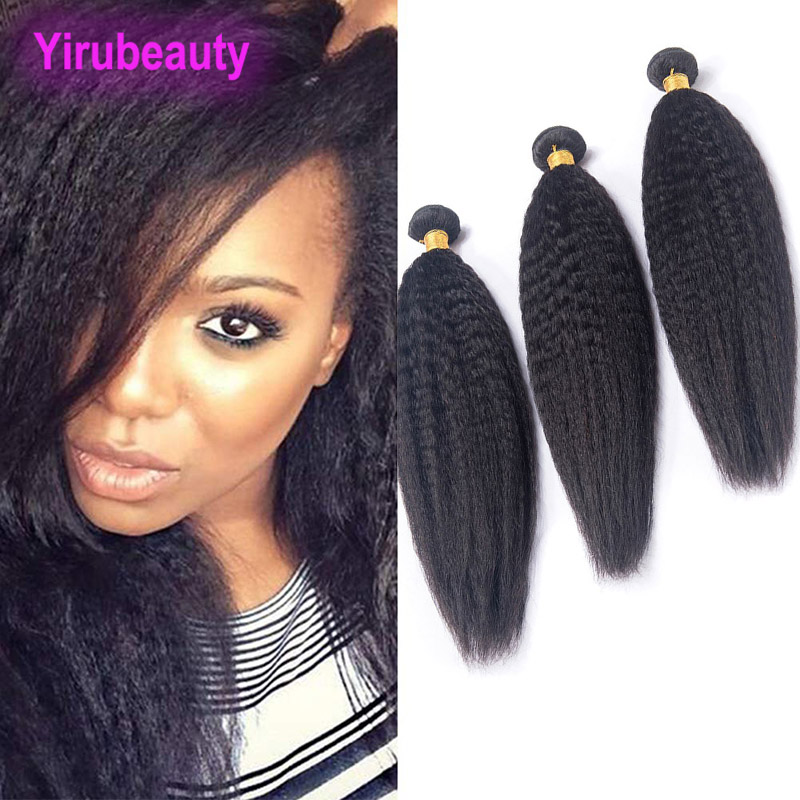 

Peruvian Human Hair Natural Color Kinky Straight Hair Products 3 Piece One Set Kinky Straight Three Bundles Hair Wefts