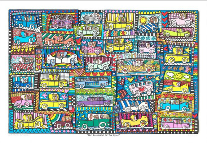 

James Rizzi - THE ROMANCE OF THE ROAD Home Decor Handpainted Oil Painting On Canvas Wall Art Canvas Pictures 191222
