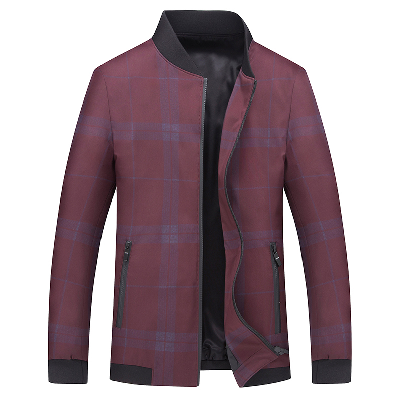 

Jackets Classic style New Business Casual Plaid Rib Sleeve Youth Men Stand Collar Mens Coat Autumn Gentleman Fashion, Green