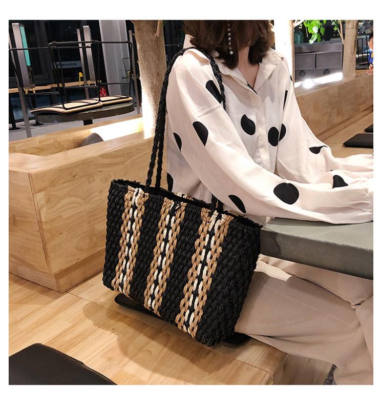 

2020 fashion Summer Rattan tote bag ladies Handmade Beach Bag women woven shoulder ins-free shipping, Brown