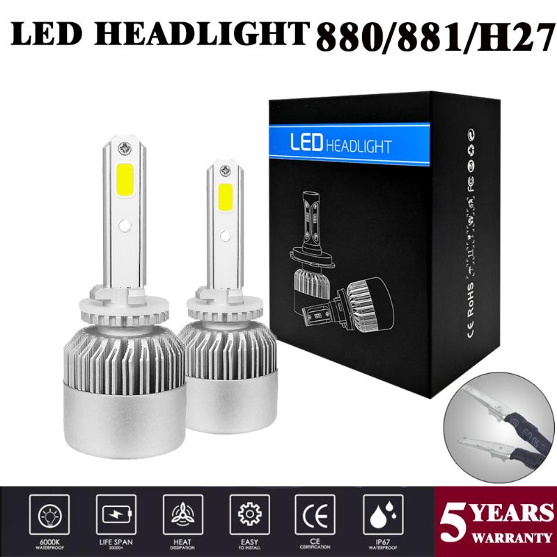 

YuBao 1Pair 880 Car LED Headlight Bulbs S2 880 881 H27 COB 36W 8000LM White Light Lamps Bulbs Lighting Headlamp Hight Quality