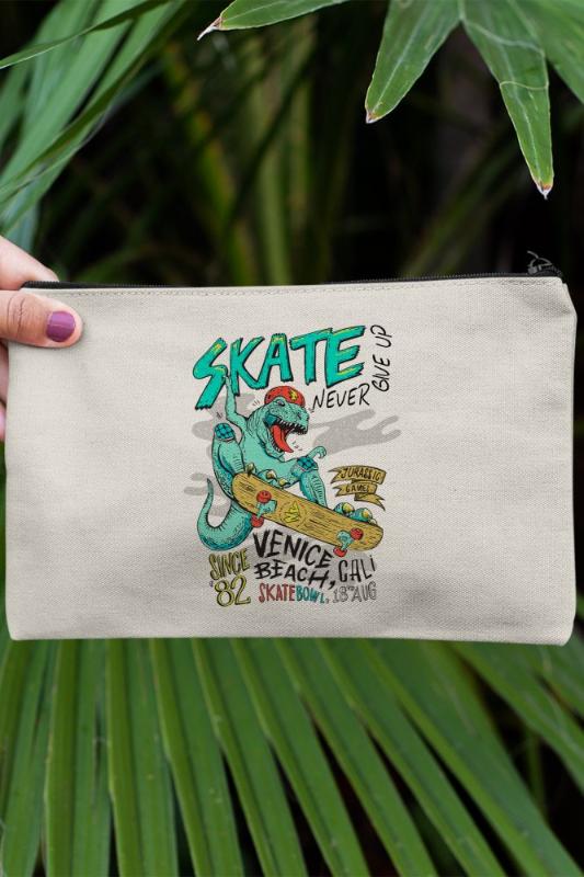 

Angemiel Clutch Skate Never Give Up Dinosaur Portfolio Hand Makeup Bag