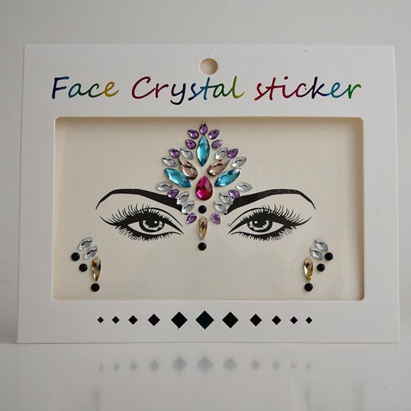 

2020 Fashion Women Tattoo Diamond DIY Masquerade Face Sticker Diamond Makeup Jewel Eyes Makeup Crystal Eyes Sticker