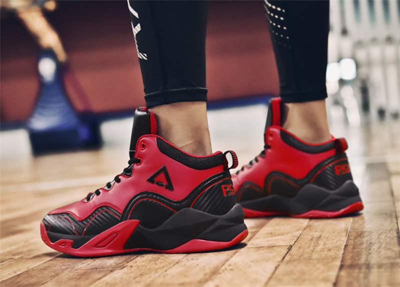 

High-quality 2019 new high-top basketball shoes couple models non-slip outdoor running shoes increase male students' two-color stitching bre