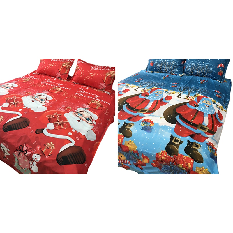 

Hot New Bedding Set Cotton Four-Piece Set Quilt Cover Father Christmas Badge Bed Comforter Colorful Full King Queen Red