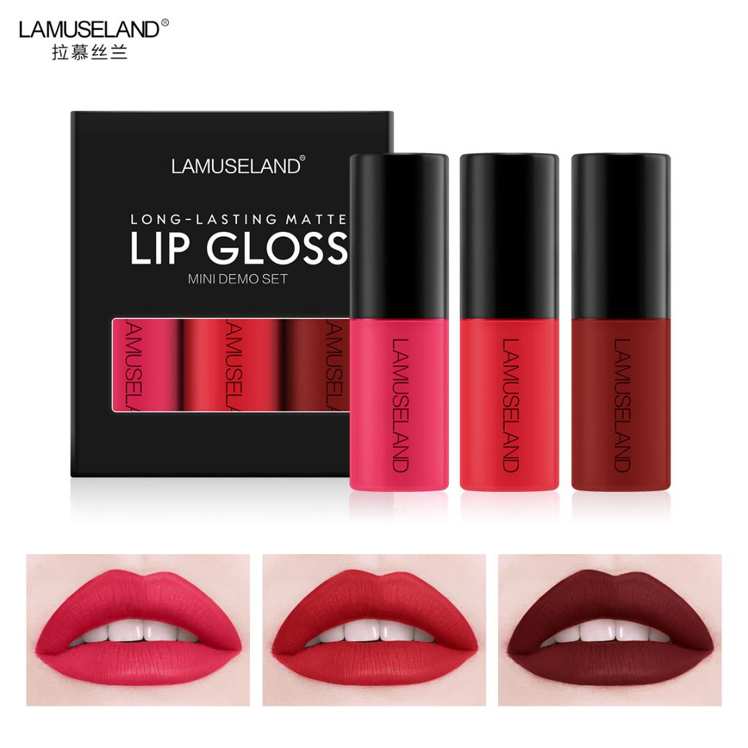 

3Pcs/Lot Waterproof Long-Lasting Matte Mini Lipstick 12 Colors Lip Gloss 3.5g Lips Makeup Brand LAMUSELAND #L18L13, Random 3 colors