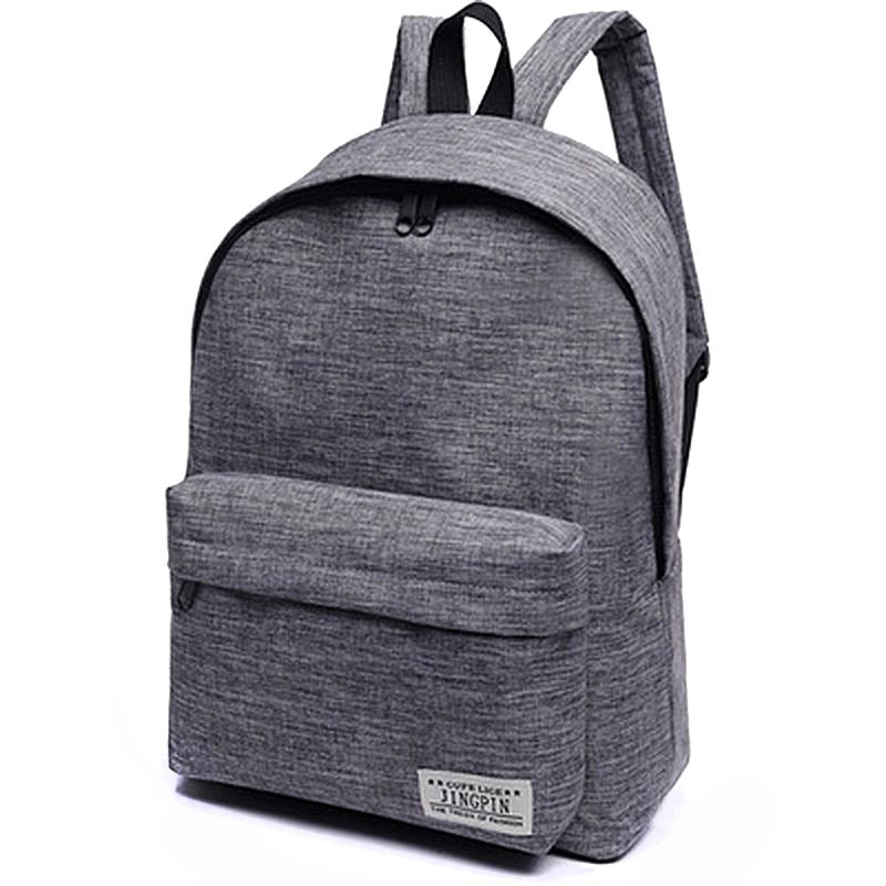 

New Men Backpack Leisure Solid Color Canvas Wear Resistant Simple Fashion Student Backpack Mochila Drop Shipping, Black
