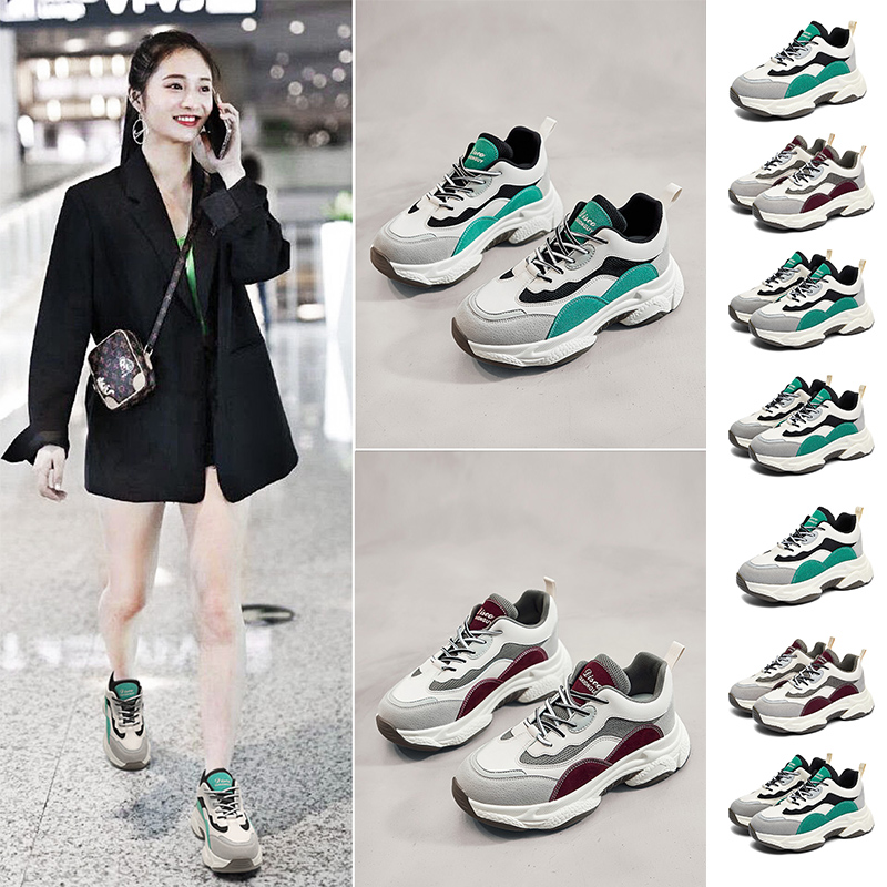 

athletic style women men old dad shoes white grey red green breathable net comfortable trainer designer sneakers 35-40, C2