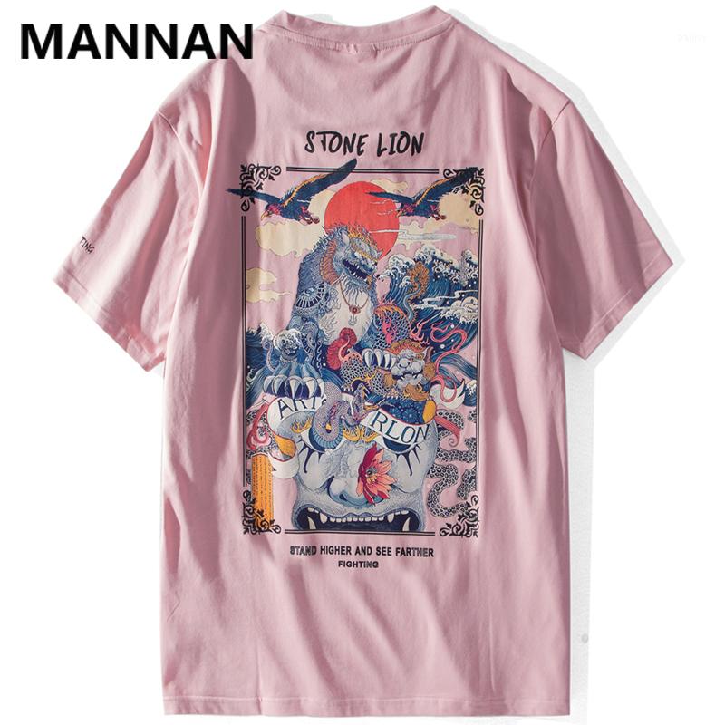 

MANNAN Chinese Lion Printed Streetwear T Shirts 2019 Mens Harajuku Hip Hop Casual Street Tees Male Cotton Tshirts Tops1, Black