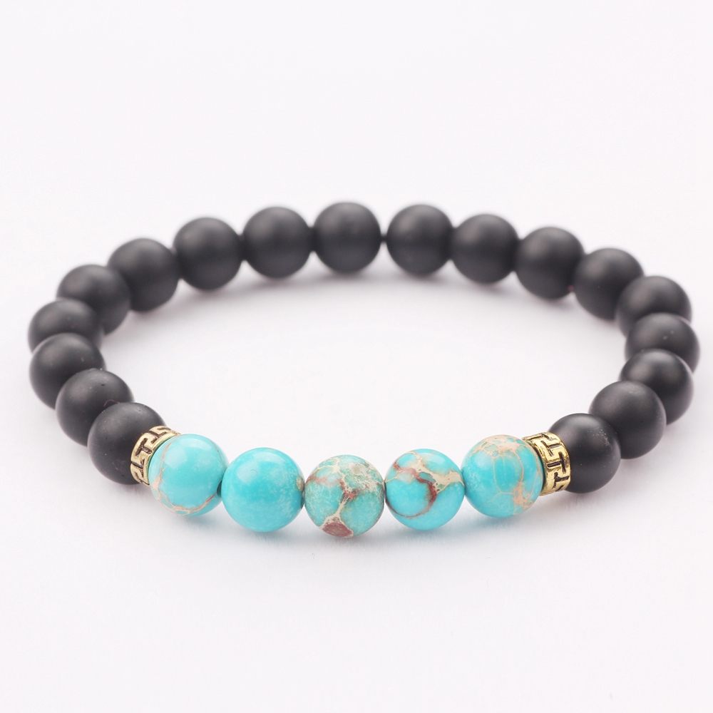 New Trendy Natural Lava Volcanic Stone White Turquoise Beads Charm Bracelets