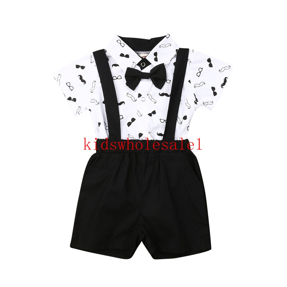Baby Boy Wedding Formal Suit Bowtie Gentleman Romper Tuxedo Newborn Outfit 0-24M
