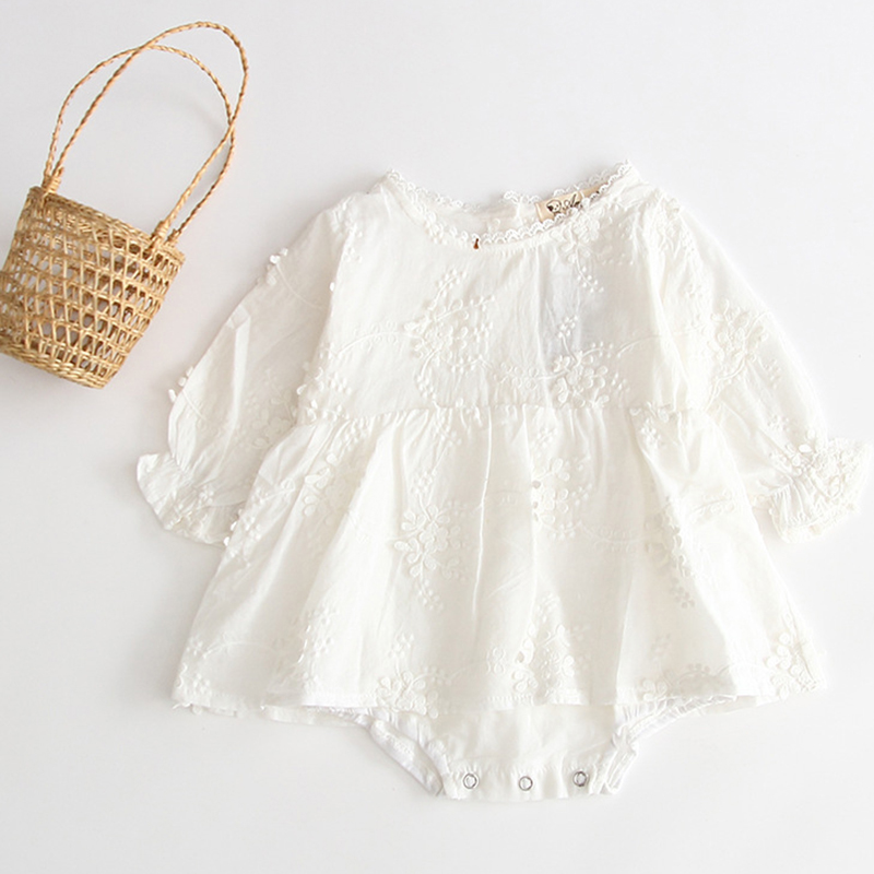 

Baby Girl Princess Embroidered Romper 0-3T Newborn White Jumpsuit Toddler Long Sleeve Easter Costume Cute Baby Birthday Clothes, B92h02 green