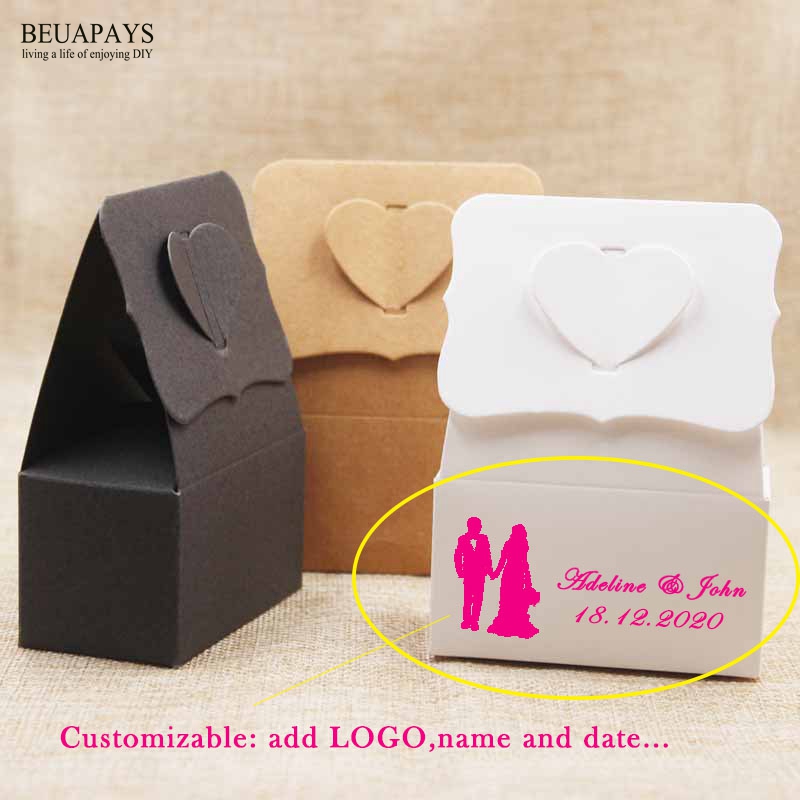 

100pcs heart-shaped candy box DIY wedding decoration baby shower birthday Creative lovely peach heart candy carrying case gift