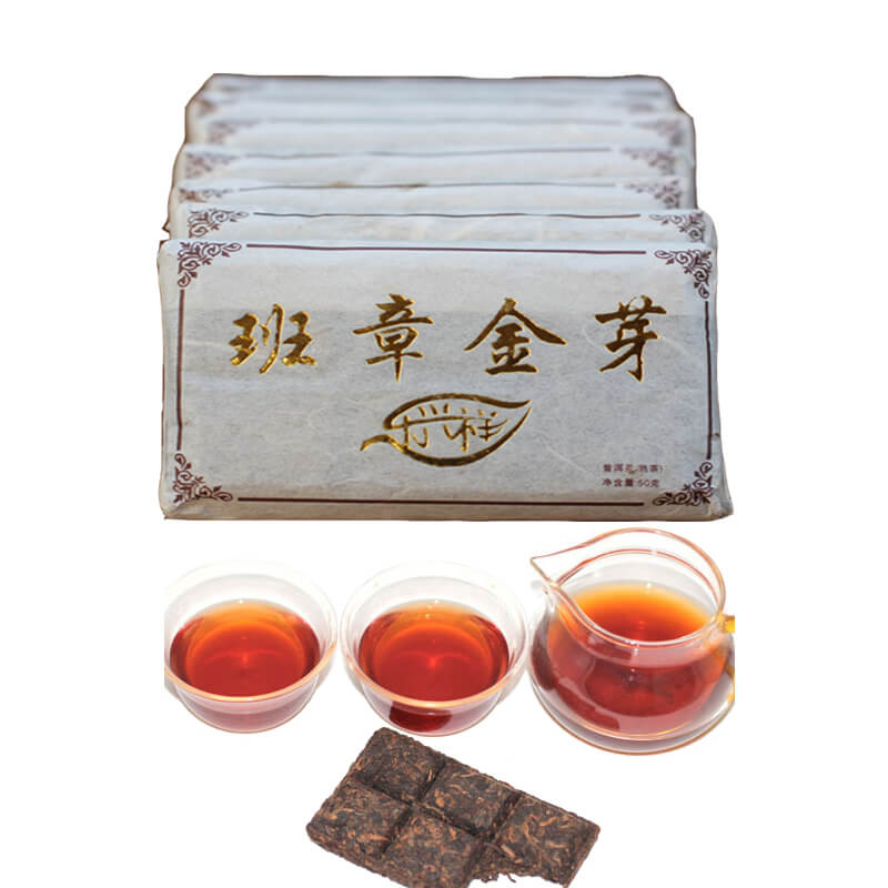 

Preference 50g Ripe Puer Tea Banzhang Gold Bud Pu Er Tea Brick Organic Natural Pu'er Oldest Tree Cooked Pu-er Black Puerh Tae Green Food