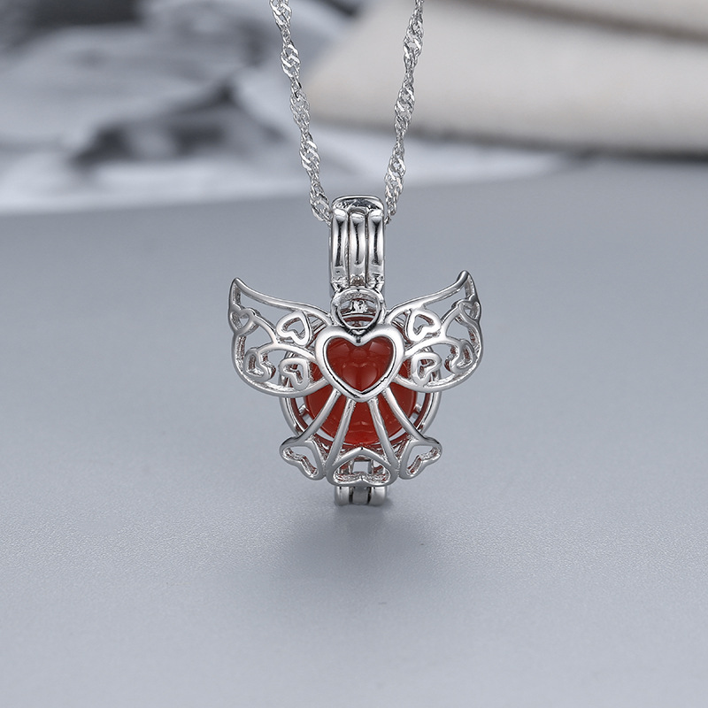 Médaillon en argent sterling S925, sortie d'usine, boîte magique, collier, mode créative, cage de perles en forme de cœur, pendentif DIY, WMPD001