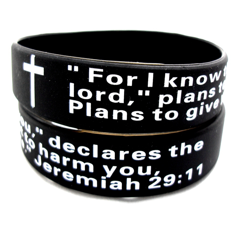 

Wholesale 25Pcs Jeremiah 2911 bible Prayer christian Black wristbands bracelets Verse Band Gifts present, Golden;silver