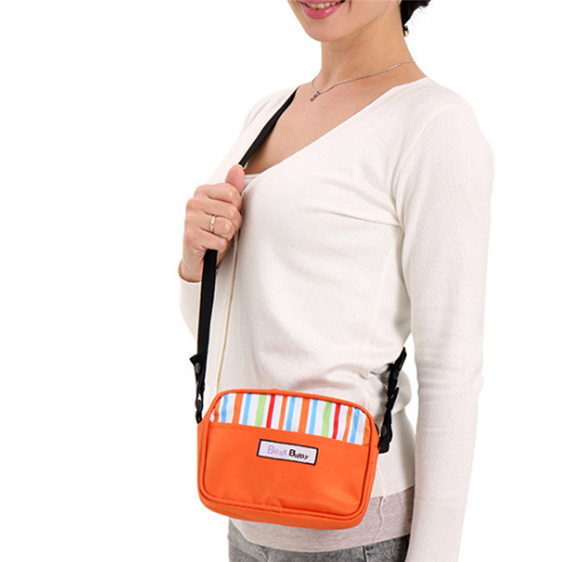 

Women Shoulder Bag Cute Striped Mom Diaper Nappy Bag Baby Stroller Maternity Handbag Portable Nursing, Orange