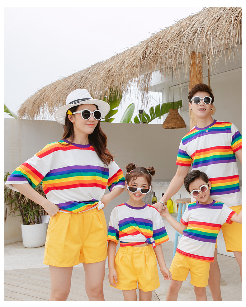 

2019 New arrival Family Matching Outfits summer t shirts Comfortable Colorful and Yellow, Black static reflective