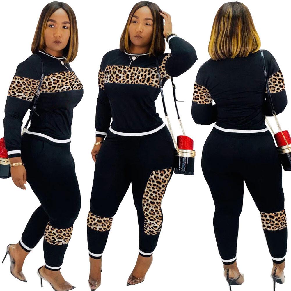 

Leopard Camouflage Two Pieces Set Women 'S Sports Suit Long Sleeve Sweatshirt and Sweatpants Casual Tracksuit Jogging Femme Size S-3XL, Gray