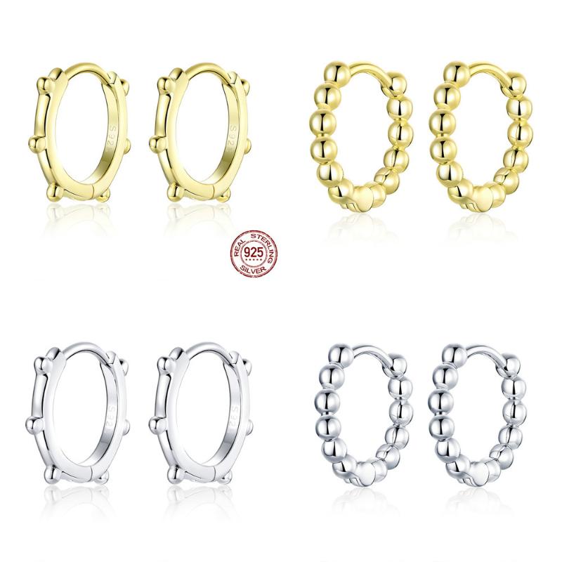 

925 Minimalist Ear Hoops Simple Sterling Silver Allergy Free Women Hoop Earrings Fashion Jewelry Mode Bijoux rings