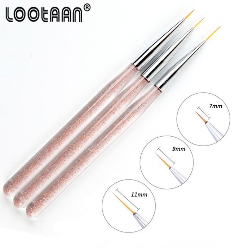 

Pink 3Pcs/Set UV Gel Drawing Painting Nail Liner Brush Acrylic Nail Pen French Mixed Colors Gourd Handle Art DIY Tools