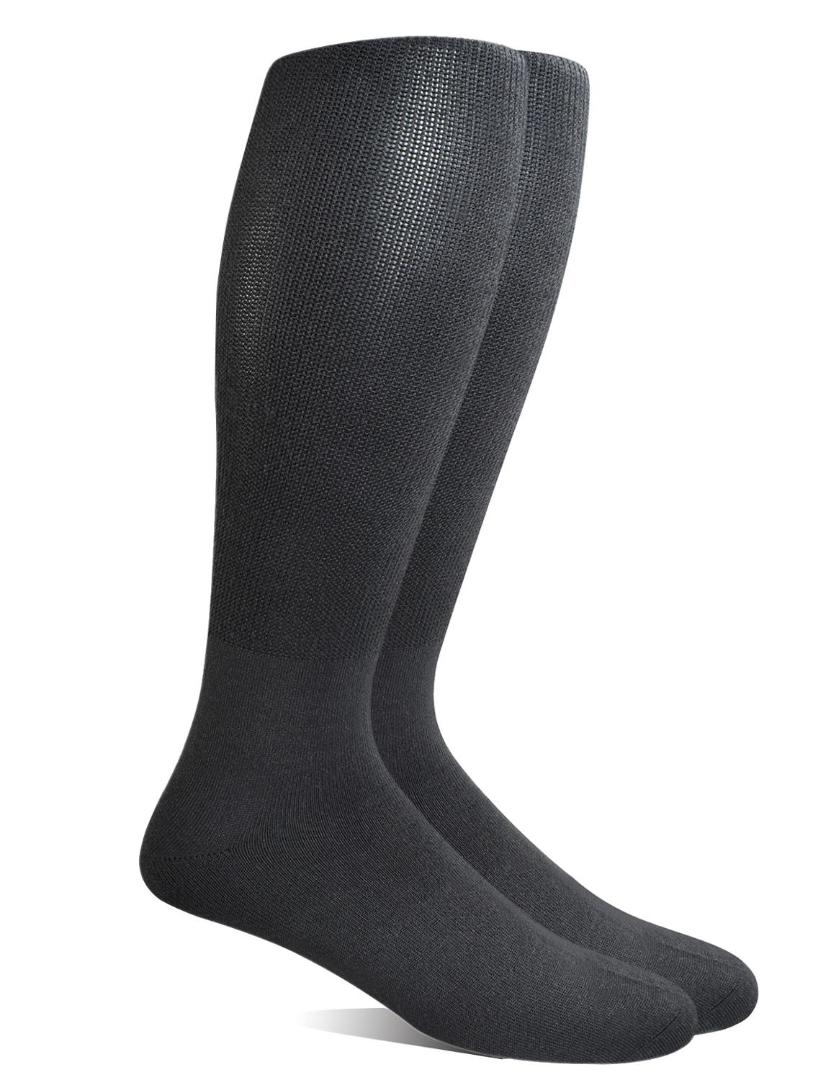 

Yomandamor Mens 4 Pairs Over the Calf Super Soft Diabetic/Dress Socks with Seamless Toe, Black