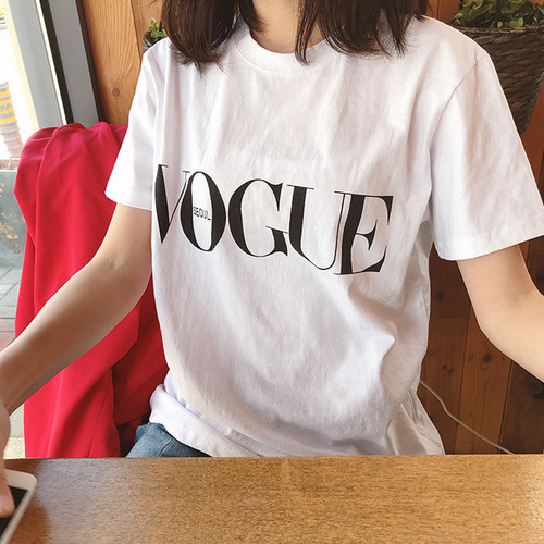 

Summer T Shirt Women Letter Printing Loose Short Sleeved Tee Tops Casual Female T Shirts -3XL, Black