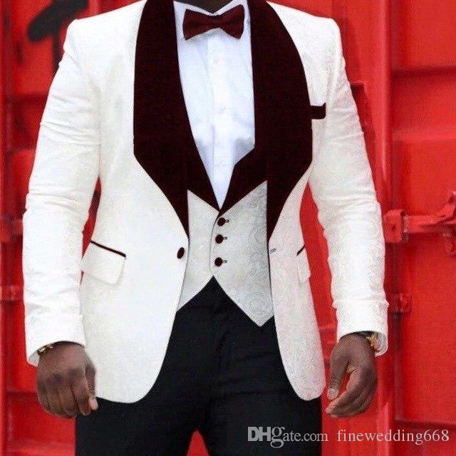 

Ivory Jacquard tuxedos groom wedding men suits mens wedding suits tuxedo costumes de smoking pour hommes men(Jacket+Pants+Tie+Vest) 017, Same as image