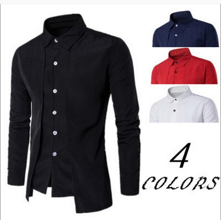 

Black shirts men top Business Formal Casual Streetwear Long-sleeved Men's Shirt Slim Solid Color Men's New Shirt Dress Camisa, Picture color