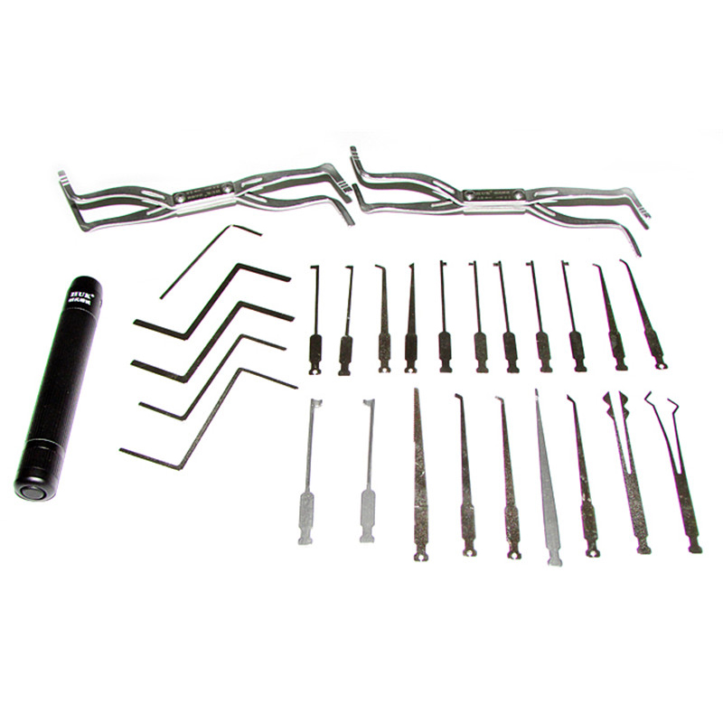 

HUK 20 Lock Pick Set with LED w/ Interchangeable Handle - Quality Locksmith Tools and Supplies by HUK