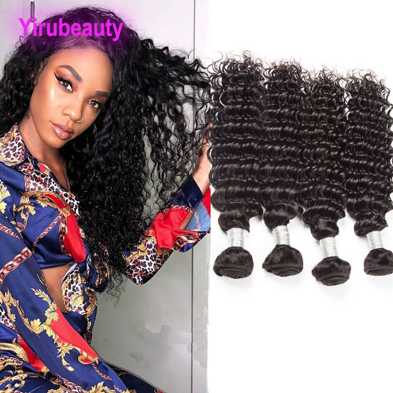 

Brazilian Virgin Hair Extensions 4 Bundles Deep Wave Curly Unprocessed Human Hair 4 Pieces/lot Weaves Tissage Natural Color