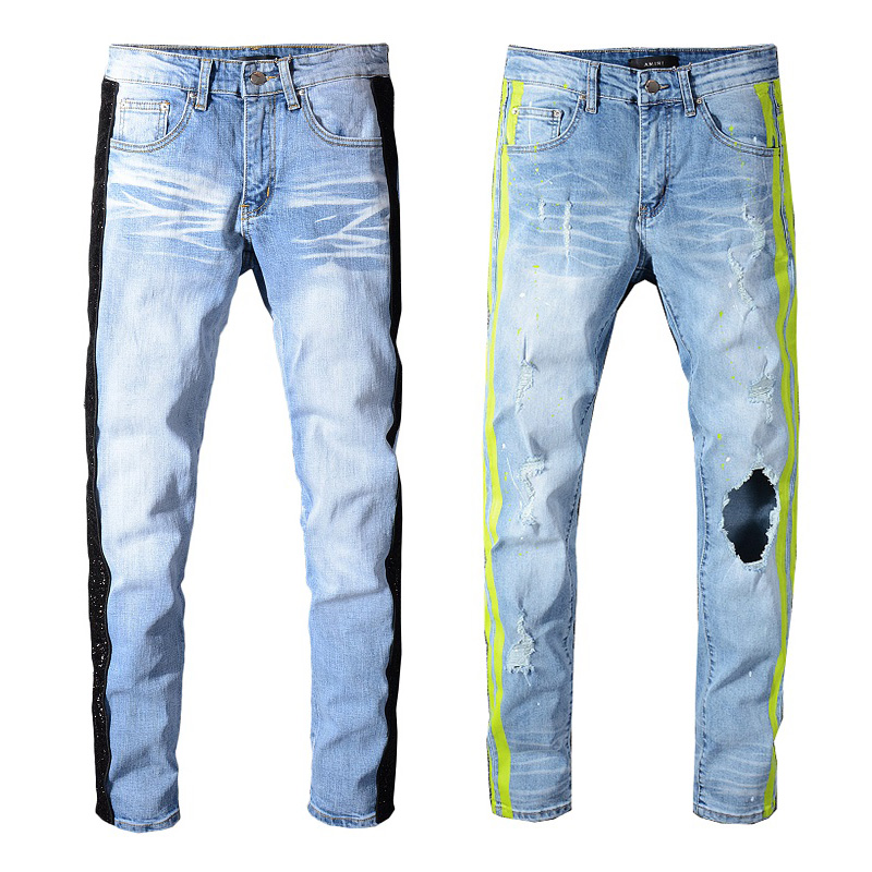 

Sneakers MIRI Wholesale Blue Pants Jeans Designer 350 Pants Straight Biker Skinny Loophole Jeans Men Women hole jeans, 593