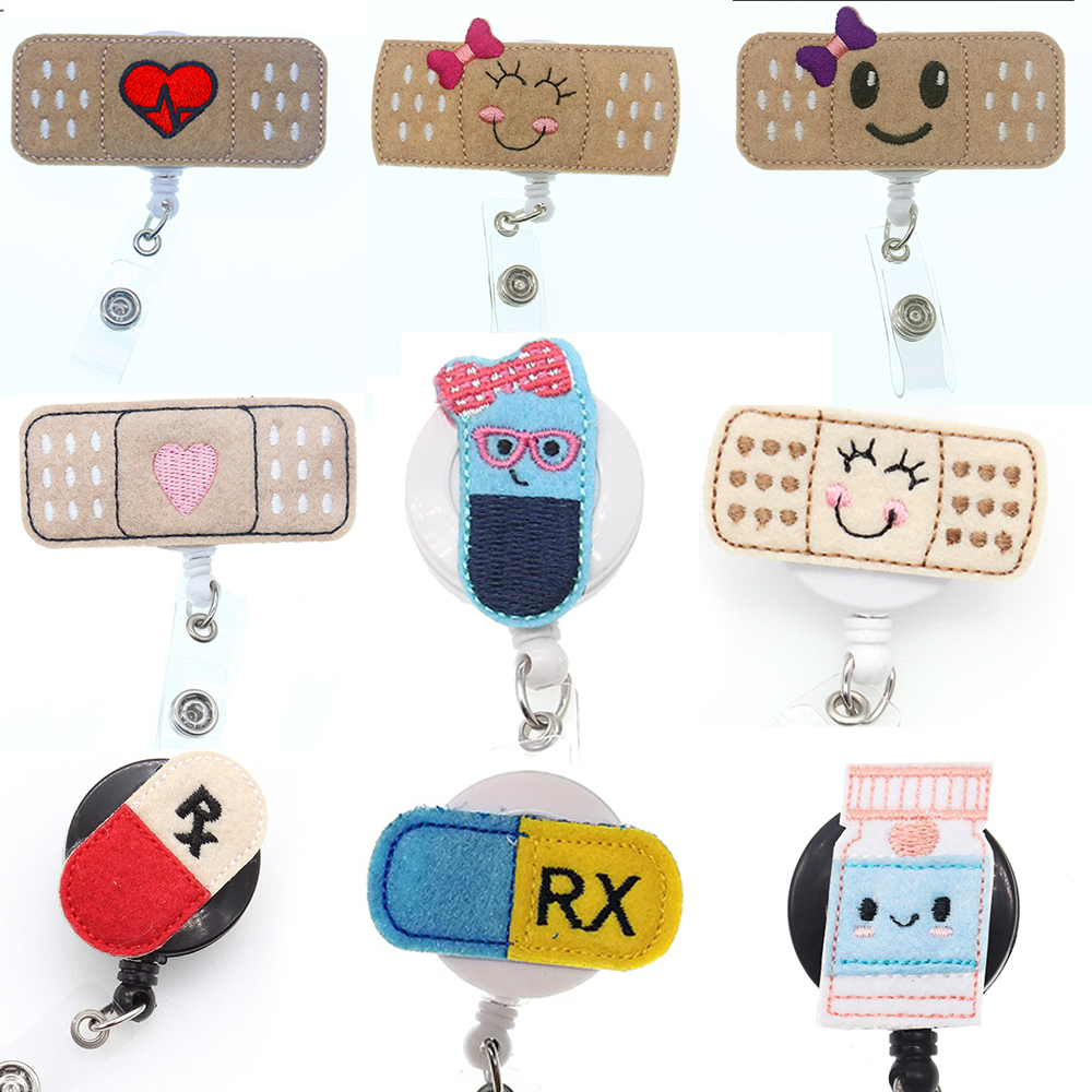 

10 Pcs/Lot Key Rings Bandage Nursing Felt Badge Reel With 360° Alligator Swivel Clip Retractable Holder For ID Name Card