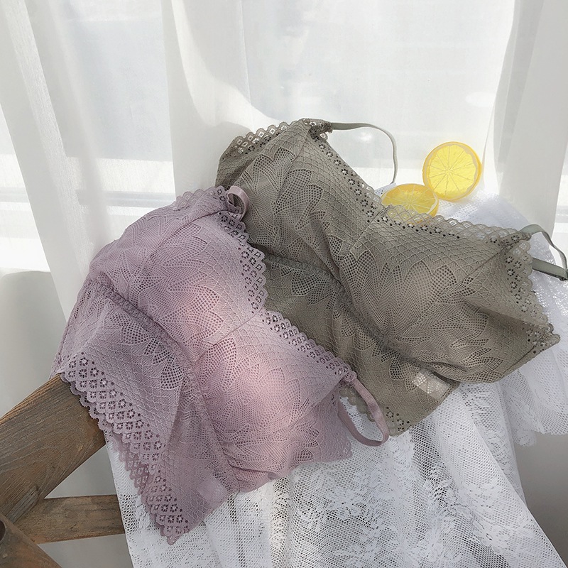 

French Style Lace Bralette Summer Beautiful Back Wireless Push Up Bra Underwear Sexy Lingerie