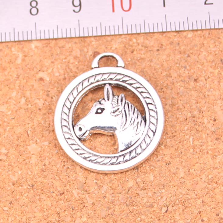 Plata Antigua ~ 21mm X 18mm 10 X ~ encantos de cabeza de caballo estilo tibetano