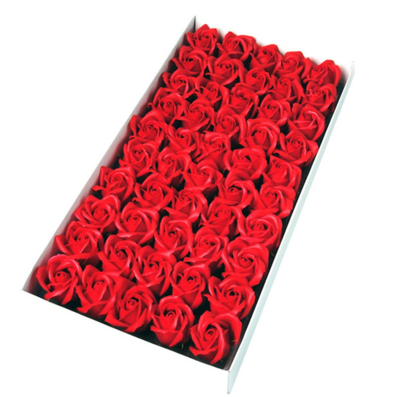

50PCS/Box Silk Rose Artificial Flower Heads Packing Box For Anniversary/Birthday/Wedding/Mother's DayValentine's Day Gift