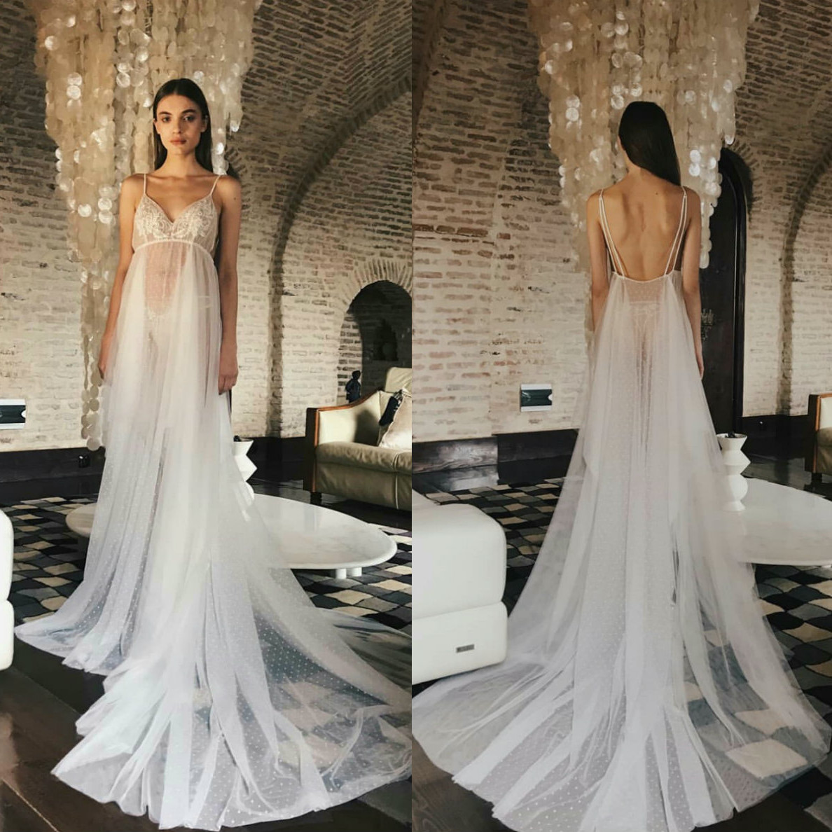 

2020 A-Line Wedding Dresses Spaghetti Straps Lace Appliques Bridal Gowns Custom Made Backless Sweep Train Beach Wedding Dress, Red