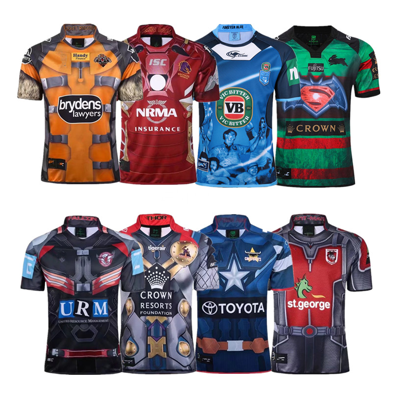 

2017 NORTH QUEENSLAND COWBOYS MANLY SEA EAGLES MELBOURNE STORM WESTS TIGERS SOUTH SYDNEY RABBITOHS BRISBANE BRONCOS JERSEY Size: S-3XL