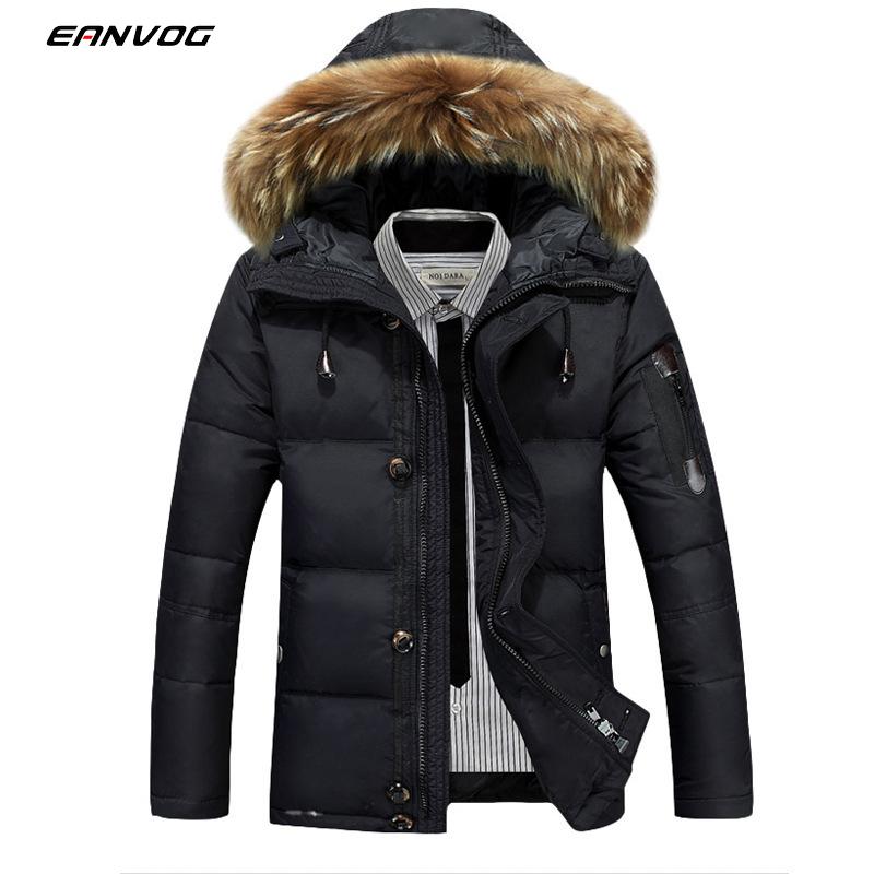 

Men Winter Warm Duck Down Jacket Ski Thicken Snow Thick Hooded Puffer Coat Warm Jacket Line Portable Package men pack, Black