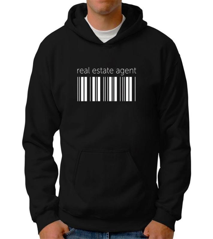 

Charming Letter Real Estate Agent Barcode Hoodie, Black