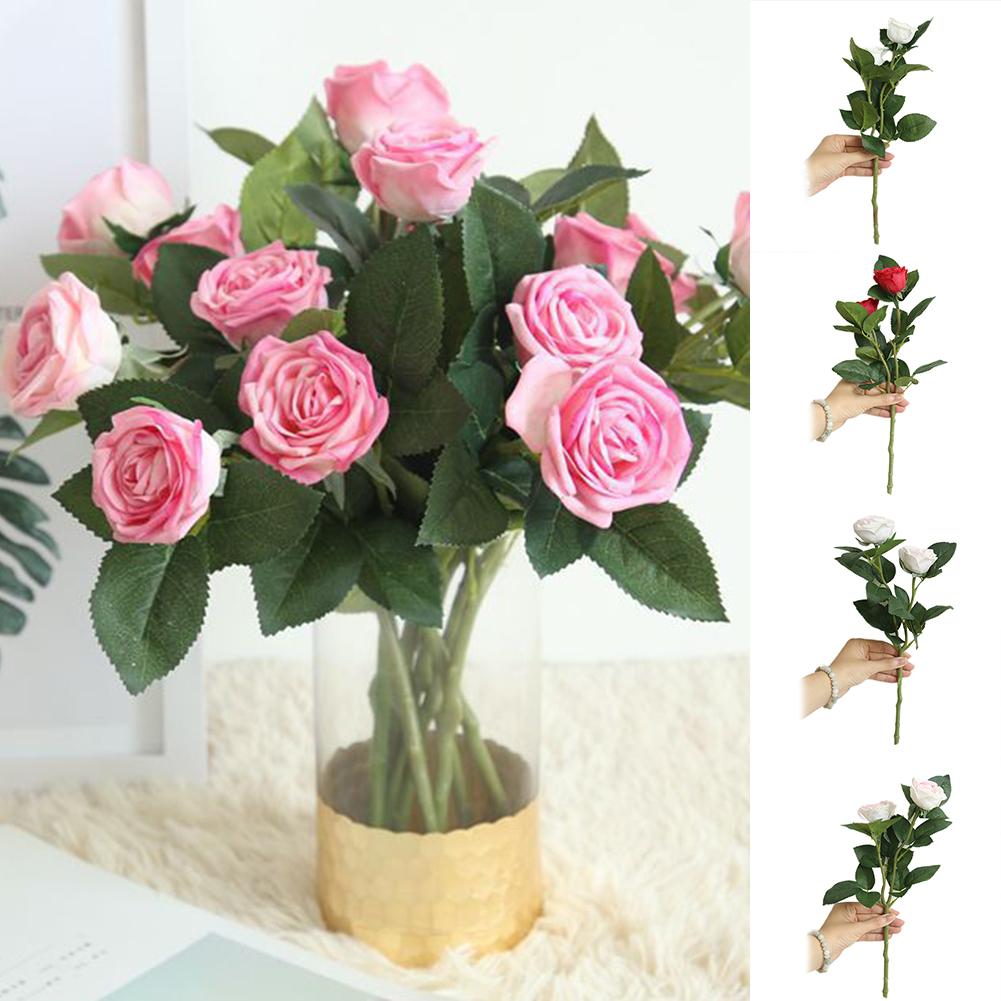 

1Pc Artificial Rose Flower Dual-Head Garden Wedding Arrangement Party Decor Hot, Red