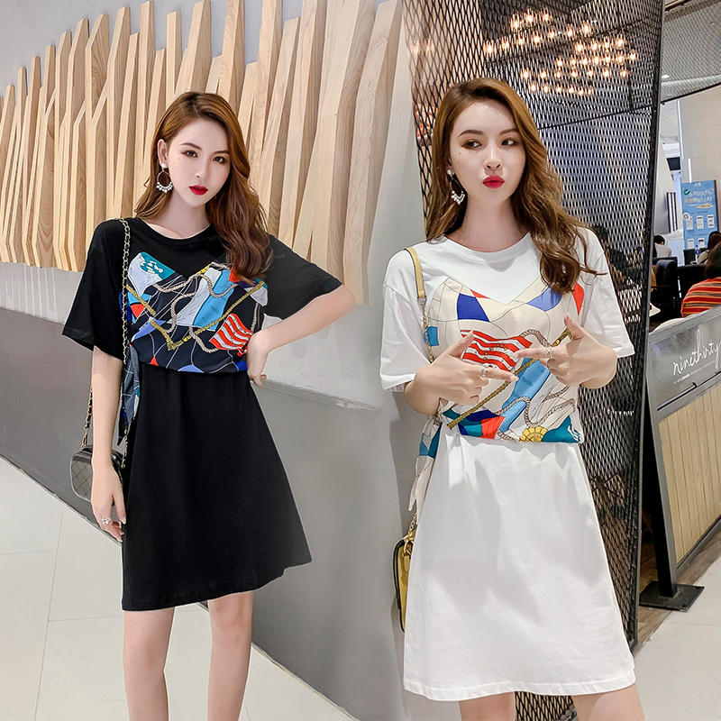 

632# Nursing Maternity Clothing Loose Stylish t-shirts two-piece Dress for Pregnant Women Pregnancy Nursing Dress, Black