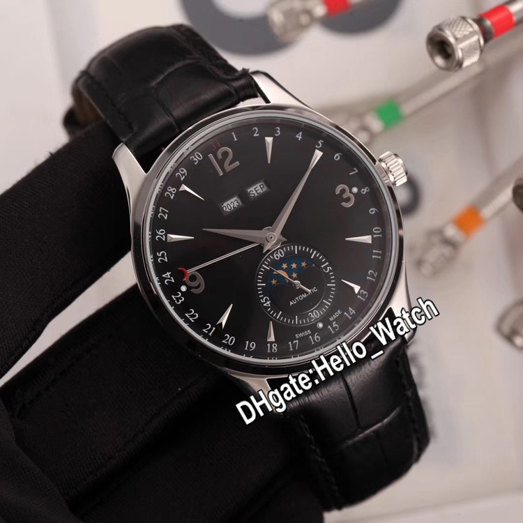 

New Master Control Perpetual Calendar q143847a 143847a Moon Phase Automatic Mens Watch Steel Case Black Dial Leather Watches Hello_Watch, Custom waterproof service