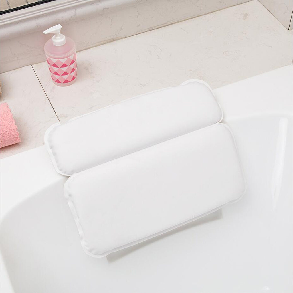 

anti-slip bathtub bath pillow w/ 4 suction cups bathroom spa pillow 30x40cm